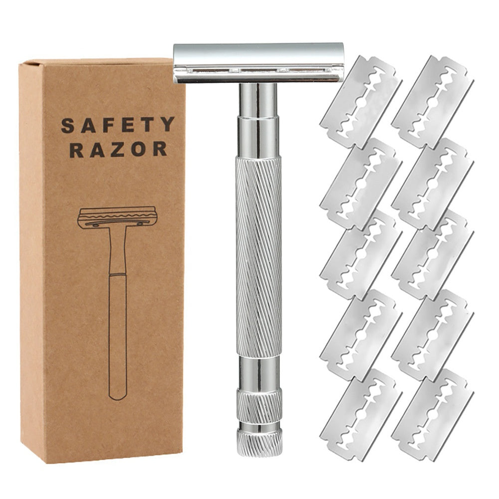 JMT-262474 Double-Sided Shaver with Alloy Handle & Replacement Blades - Multiple Color Options Available
