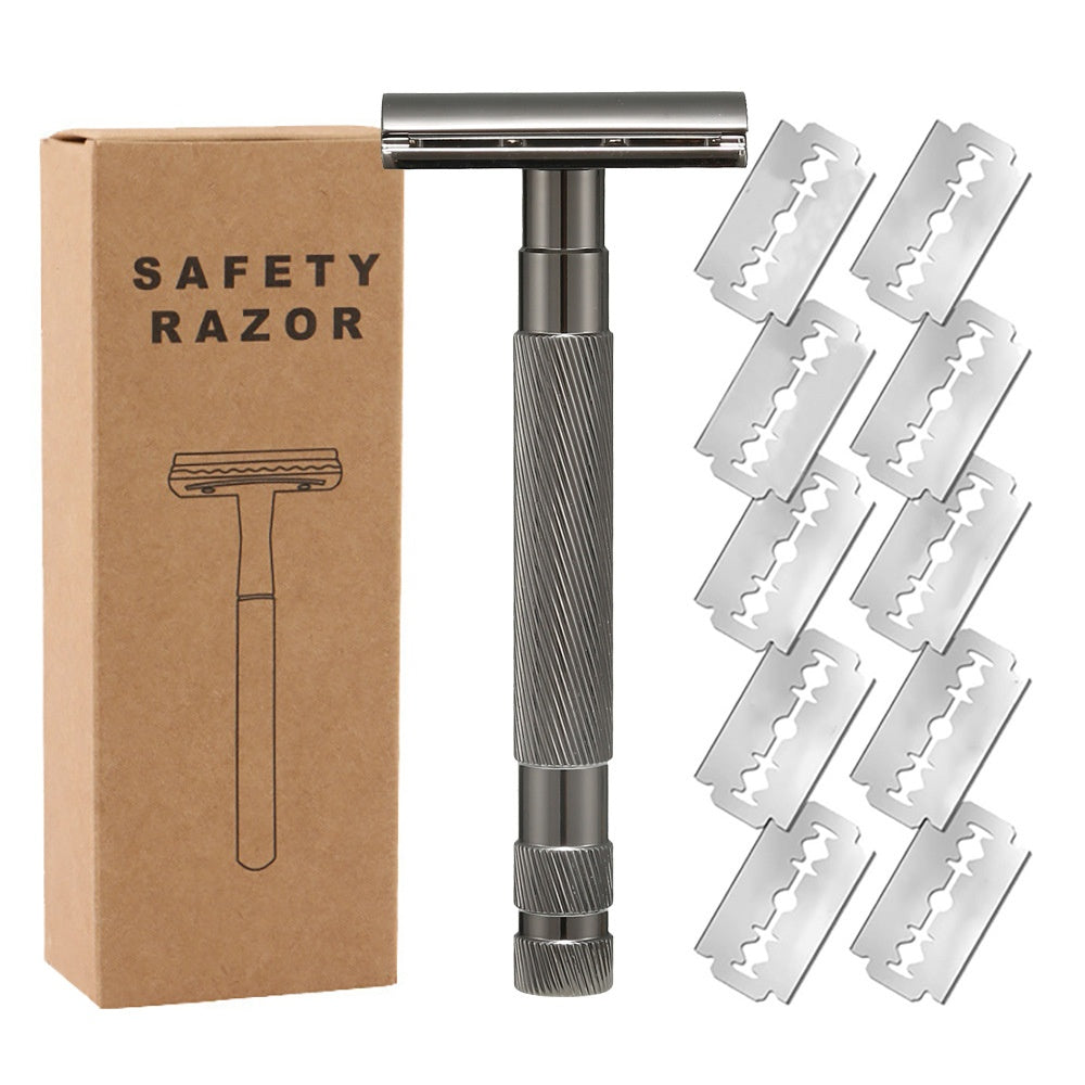 JMT-262474 Double-Sided Shaver with Alloy Handle & Replacement Blades - Multiple Color Options Available
