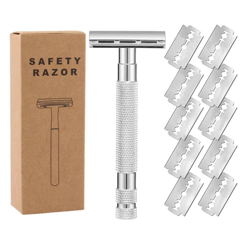 JMT-262474 Double-Sided Shaver with Alloy Handle & Replacement Blades - Multiple Color Options Available