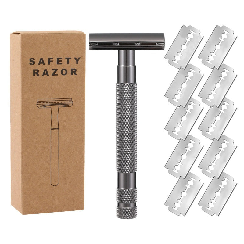 JMT-262474 Double-Sided Shaver with Alloy Handle & Replacement Blades - Multiple Color Options Available