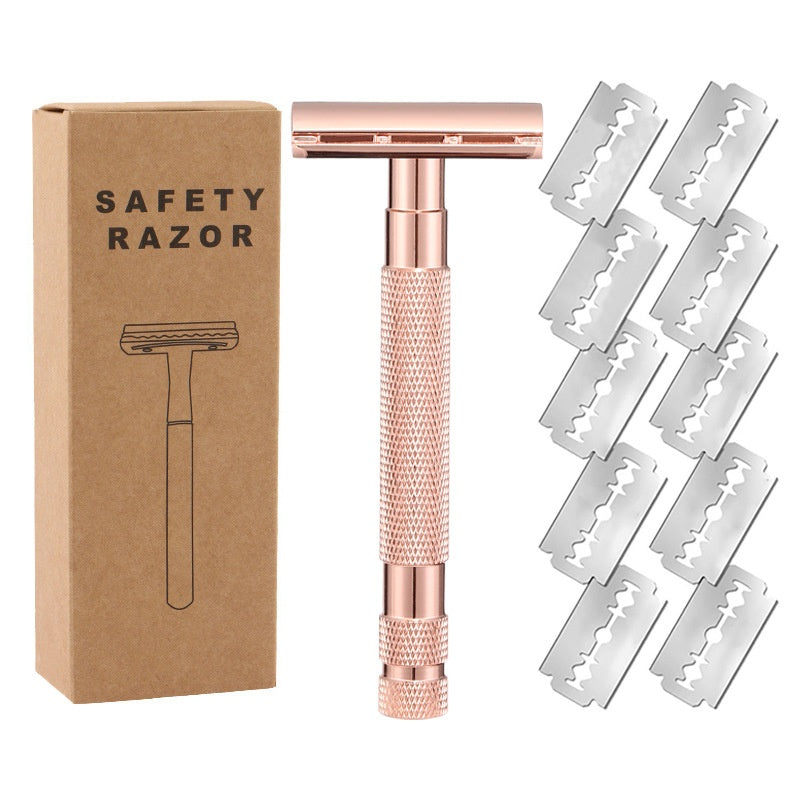 JMT-262474 Double-Sided Shaver with Alloy Handle & Replacement Blades - Multiple Color Options Available