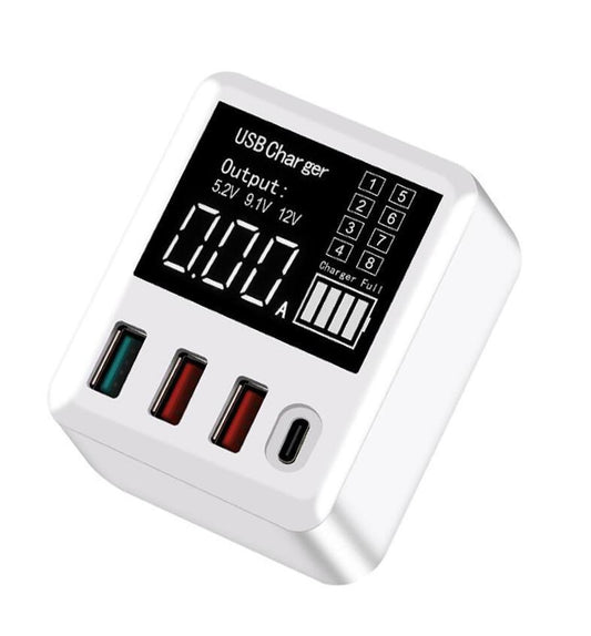 JMT-262922 4-Port USB Travel Charger with LED Display and Multiple Standard Interfaces