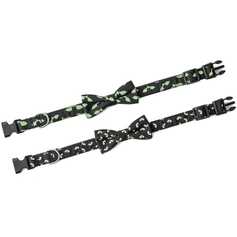 JMT-263050 Skull and Bat Design Durable Nylon Dog Leash and Collar Set