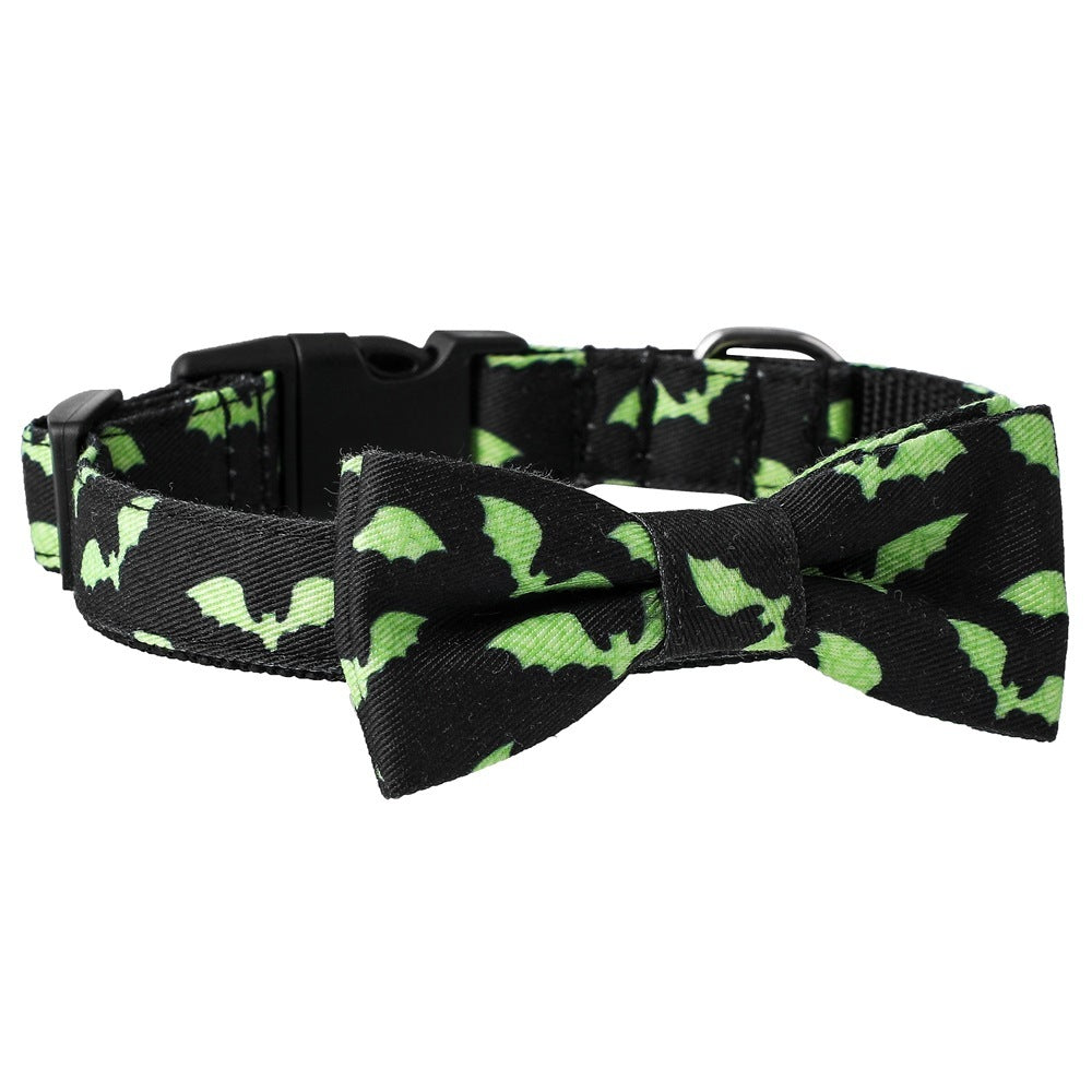 JMT-263050 Skull and Bat Design Durable Nylon Dog Leash and Collar Set