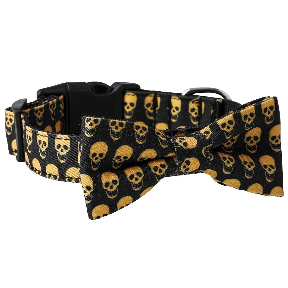 JMT-263050 Skull and Bat Design Durable Nylon Dog Leash and Collar Set