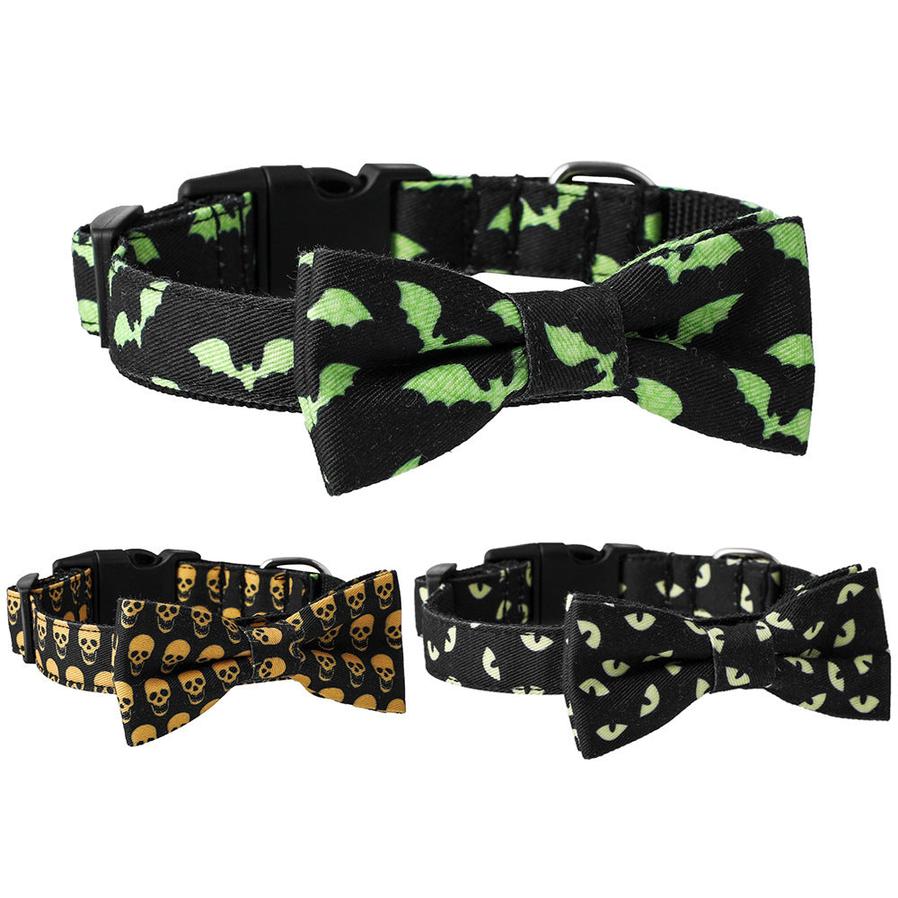 JMT-263050 Skull and Bat Design Durable Nylon Dog Leash and Collar Set