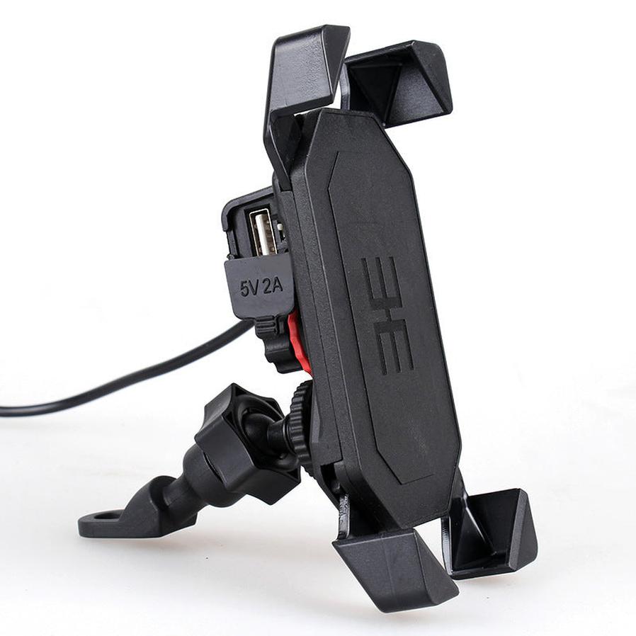 JMT-263242 360° Motorcycle Phone Holder with USB Charging for 4-6.5 Inch Devices