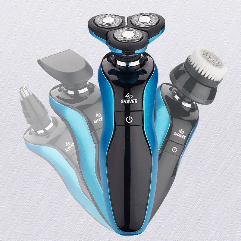 JMT-263626 Three Head Waterproof Electric Shaver with USB Charging and Long Battery Life in Gold/Blue