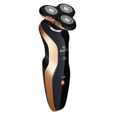 JMT-263626 Three Head Waterproof Electric Shaver with USB Charging and Long Battery Life in Gold/Blue