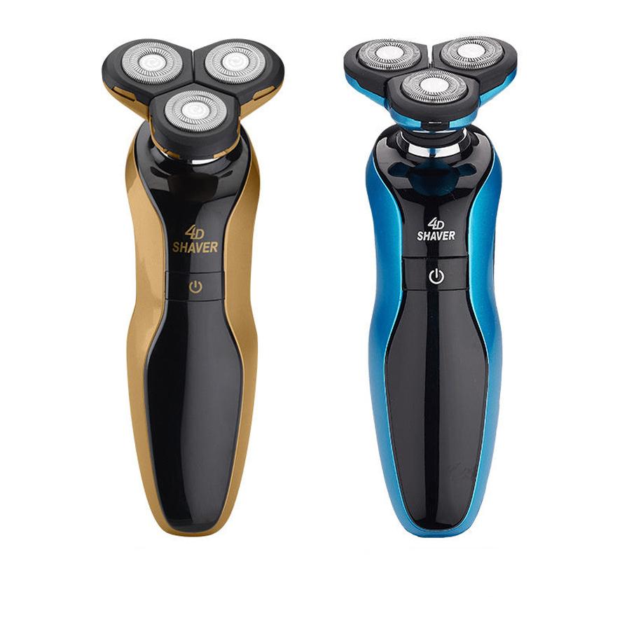 JMT-263626 Three Head Waterproof Electric Shaver with USB Charging and Long Battery Life in Gold/Blue