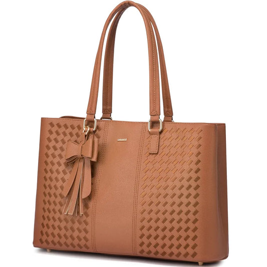 JMT-264202 Waterproof PU Leather Laptop Tote Bag for Women - 15.6 Inch Business Briefcase