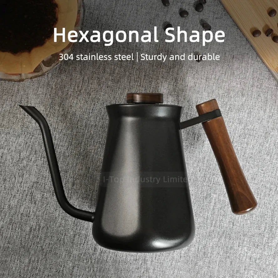 JMT-264650 304 Stainless Steel Hexagonal Design Pour Over Coffee Kettle with Slender Spout