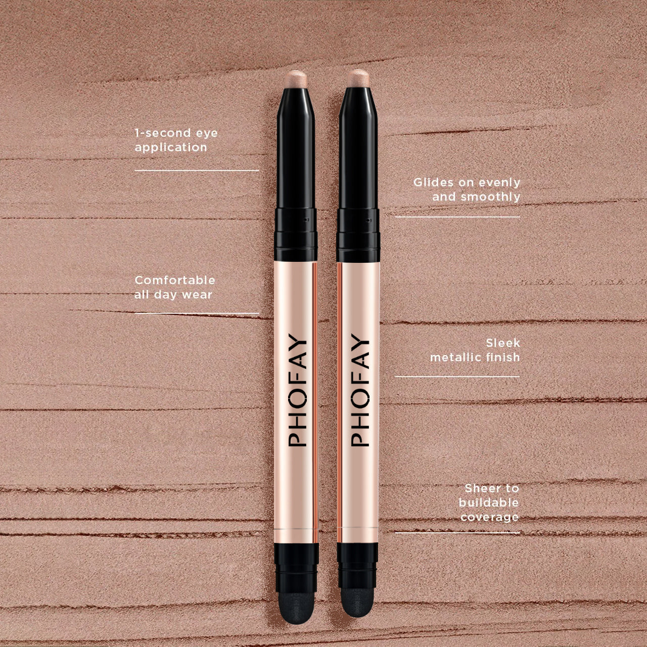 JMT-264970 PHOFAY Waterproof Eyeshadow Stick with Built-in Smudger for Easy Application