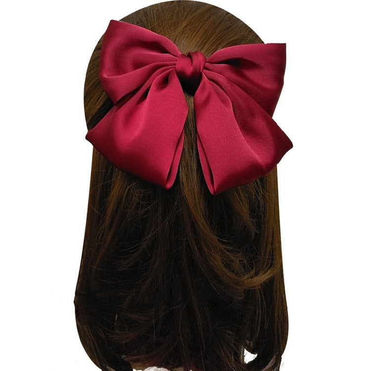 JMT-265226 Elegant Bow Hair Clip in Tribute Silk with Alloy Detailing and Elastic Band, Perfect for Special Occasions