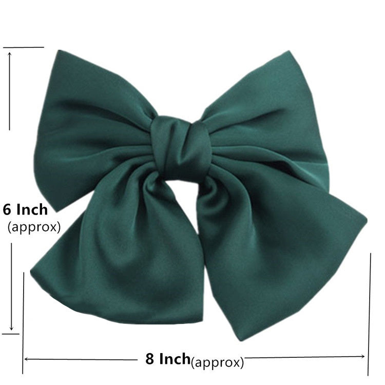 JMT-265226 Elegant Bow Hair Clip in Tribute Silk with Alloy Detailing and Elastic Band, Perfect for Special Occasions