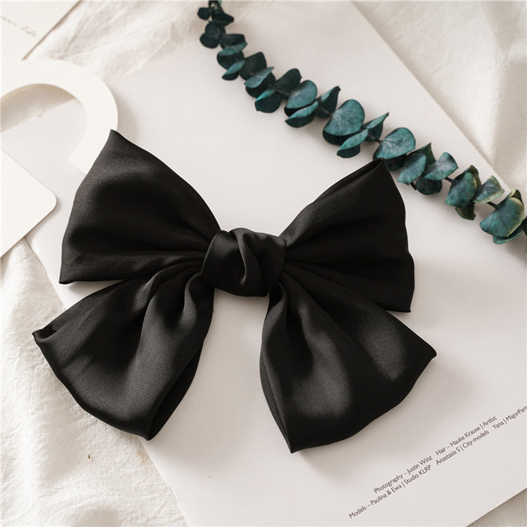 JMT-265226 Elegant Bow Hair Clip in Tribute Silk with Alloy Detailing and Elastic Band, Perfect for Special Occasions