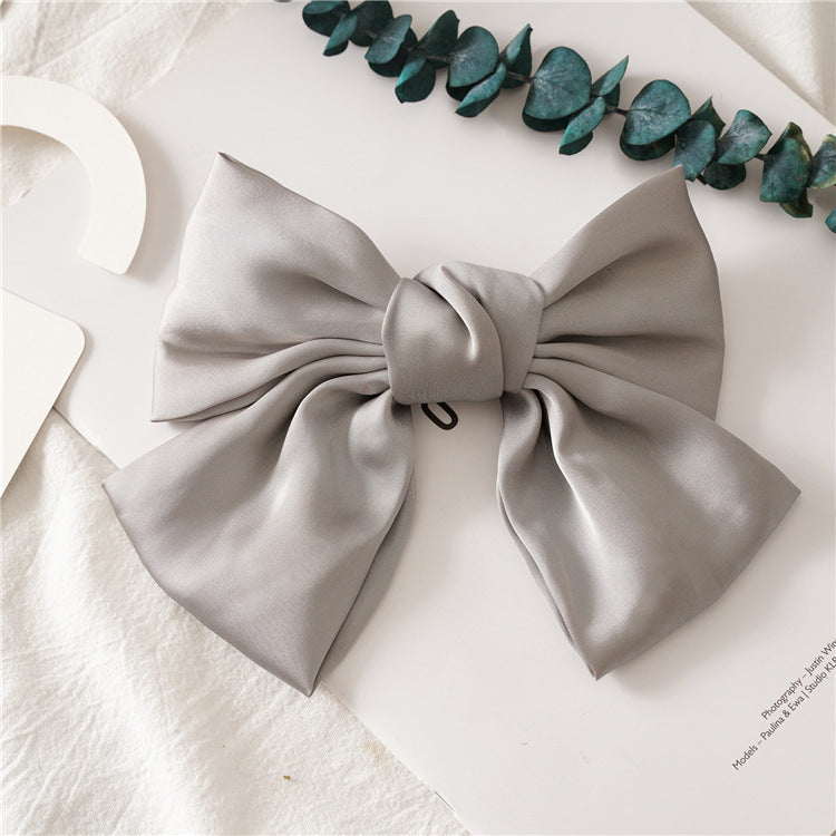 JMT-265226 Elegant Bow Hair Clip in Tribute Silk with Alloy Detailing and Elastic Band, Perfect for Special Occasions