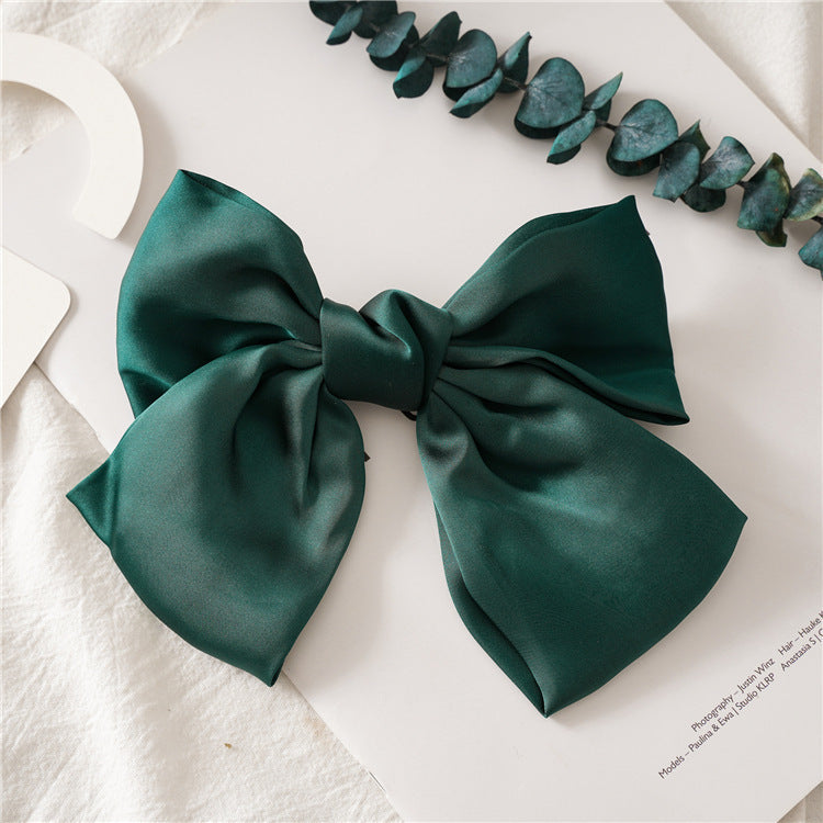 JMT-265226 Elegant Bow Hair Clip in Tribute Silk with Alloy Detailing and Elastic Band, Perfect for Special Occasions