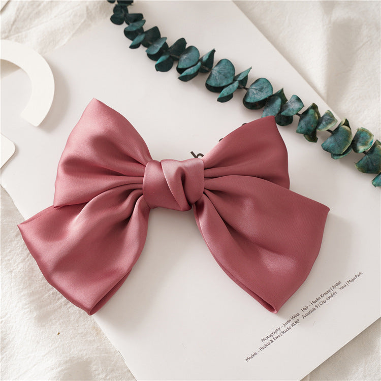 JMT-265226 Elegant Bow Hair Clip in Tribute Silk with Alloy Detailing and Elastic Band, Perfect for Special Occasions