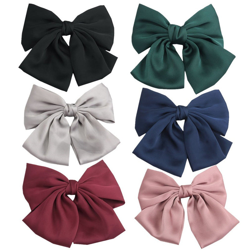 JMT-265226 Elegant Bow Hair Clip in Tribute Silk with Alloy Detailing and Elastic Band, Perfect for Special Occasions