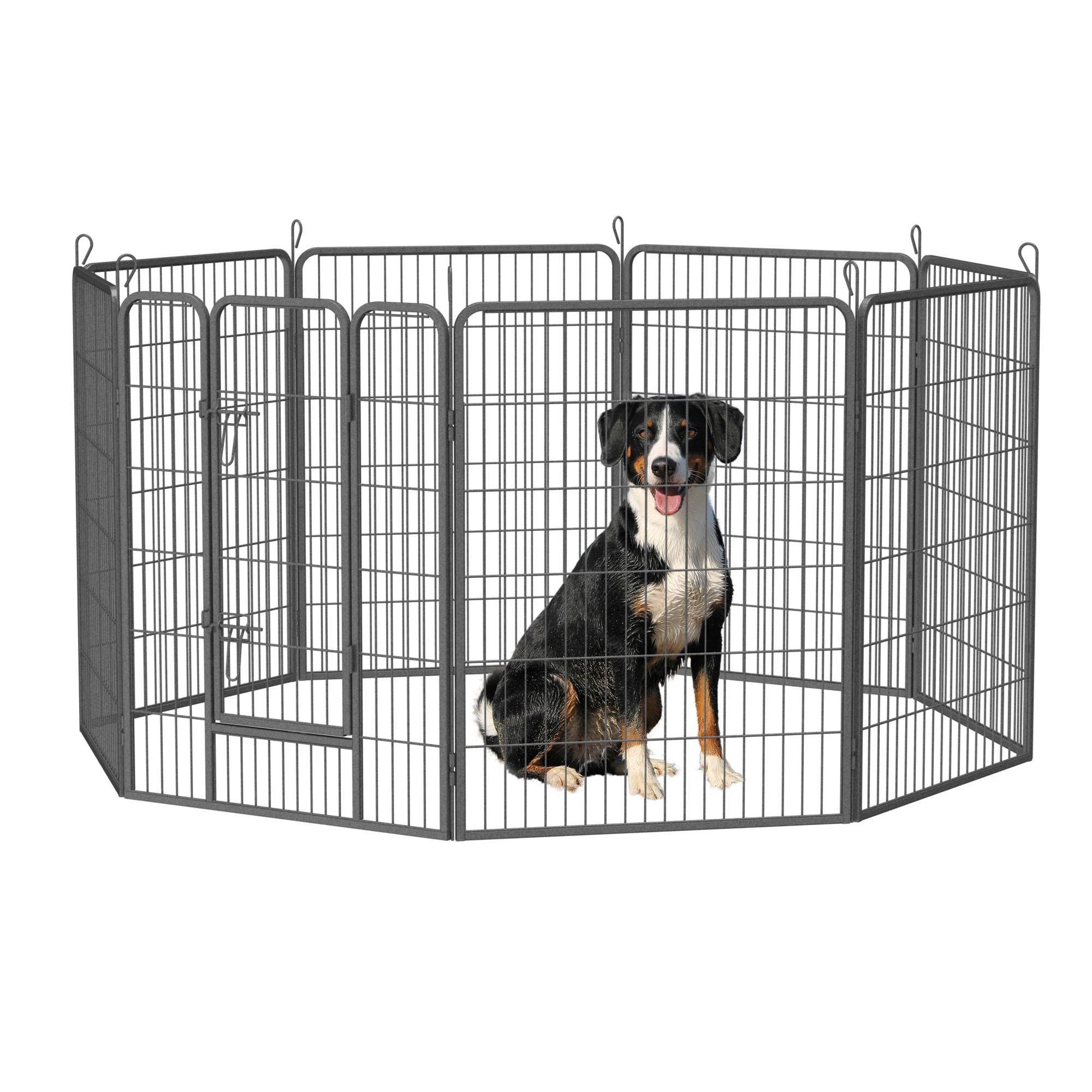 JMT-265546 Large Dog Playpen - Indoor and Outdoor Heavy Duty Metal Fence for Safe Pet Exercise and Rest