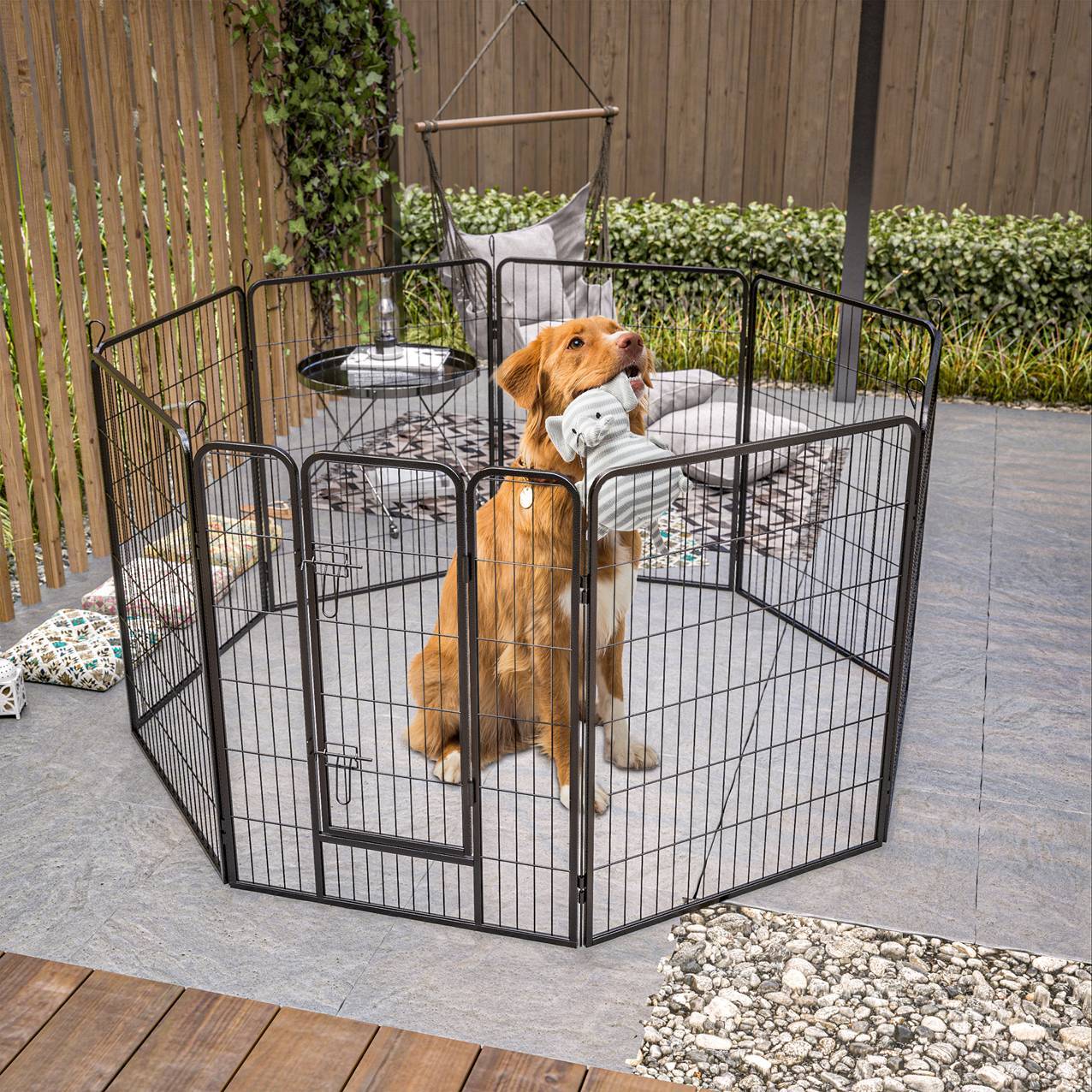 JMT-265546 Large Dog Playpen - Indoor and Outdoor Heavy Duty Metal Fence for Safe Pet Exercise and Rest