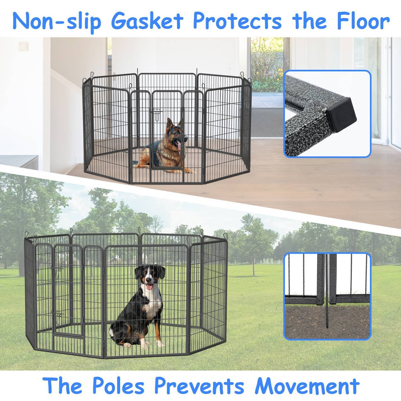 JMT-265546 Large Dog Playpen - Indoor and Outdoor Heavy Duty Metal Fence for Safe Pet Exercise and Rest