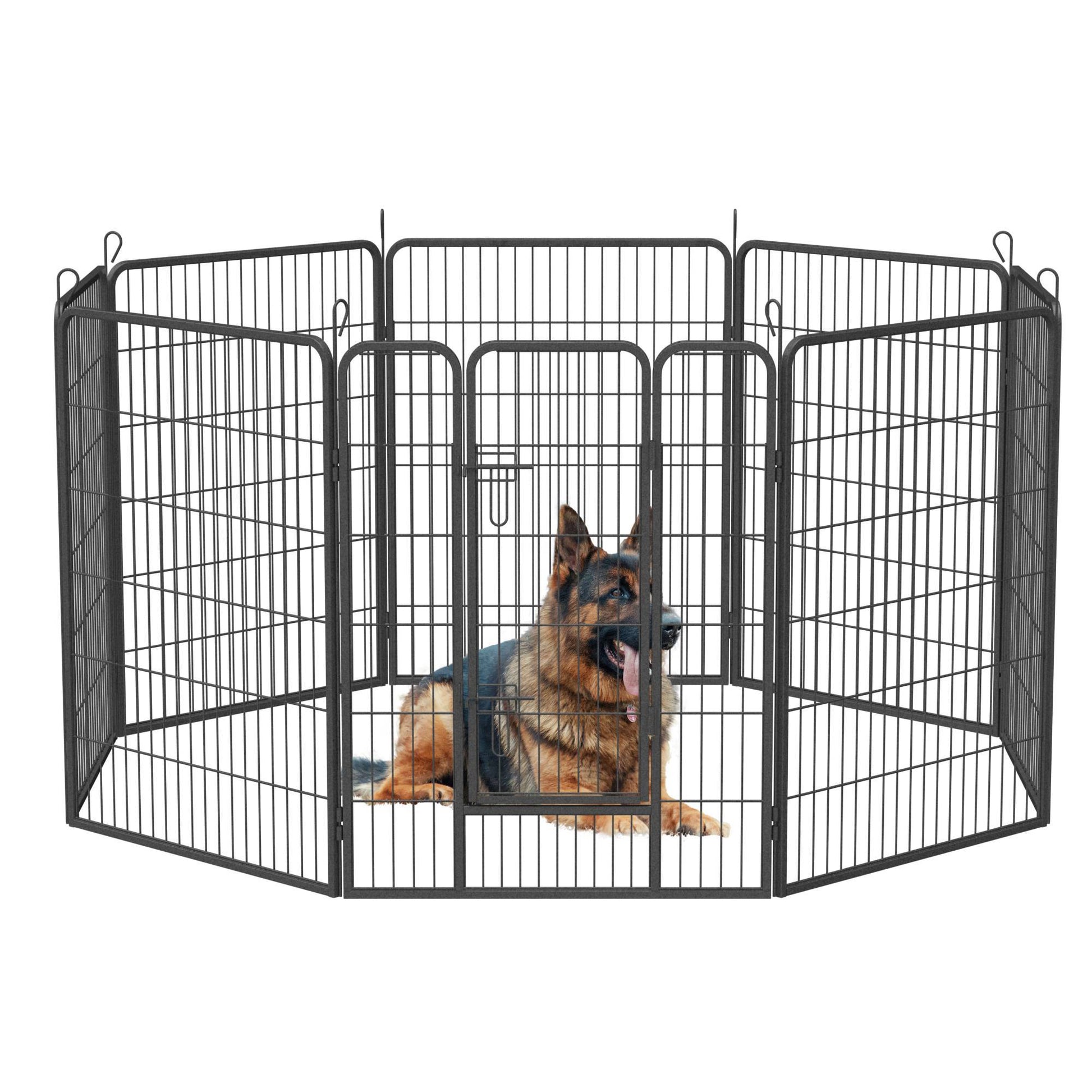 JMT-265546 Large Dog Playpen - Indoor and Outdoor Heavy Duty Metal Fence for Safe Pet Exercise and Rest