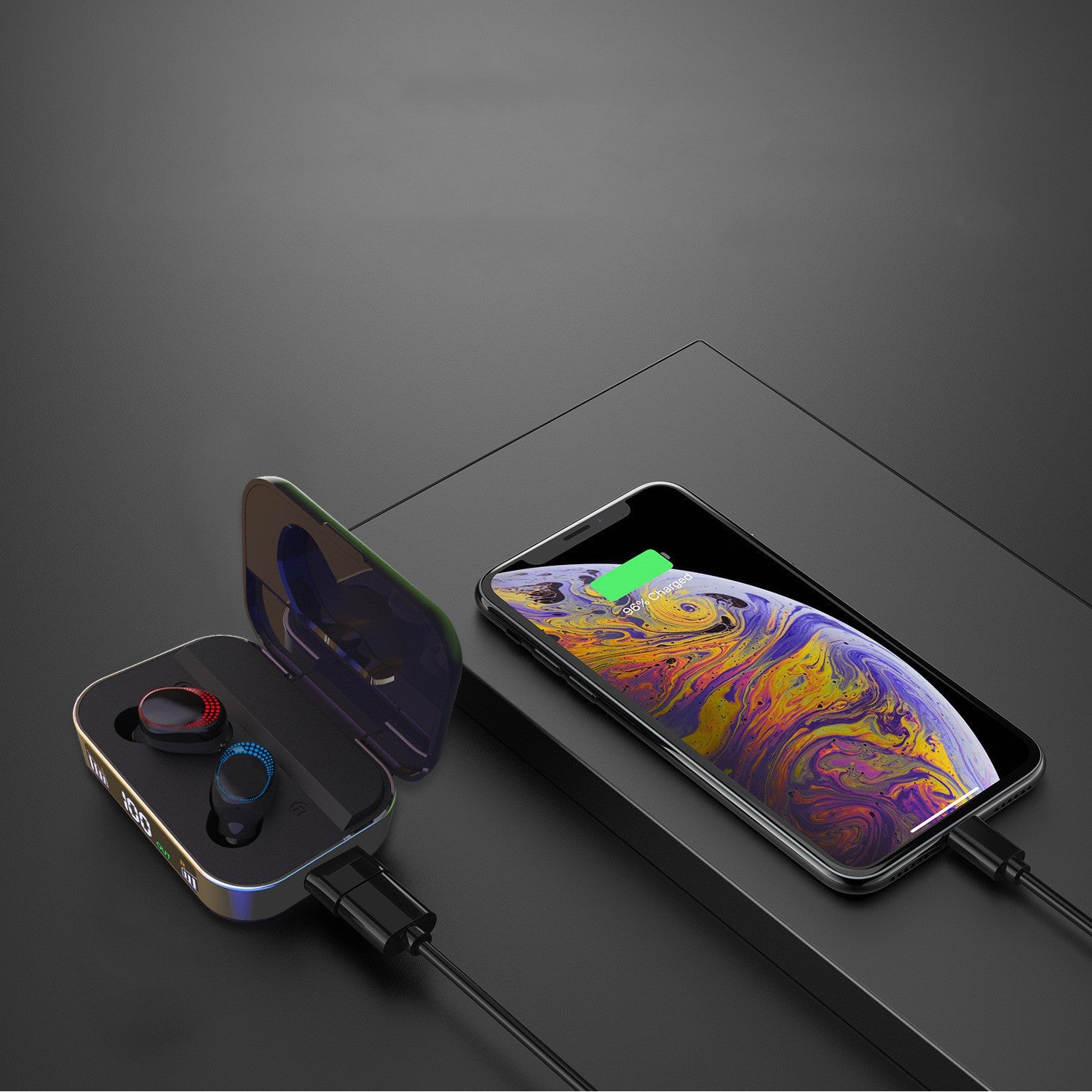 JMT-265674 Wireless Binaural Bluetooth Headset with Power Display and Long Battery Life