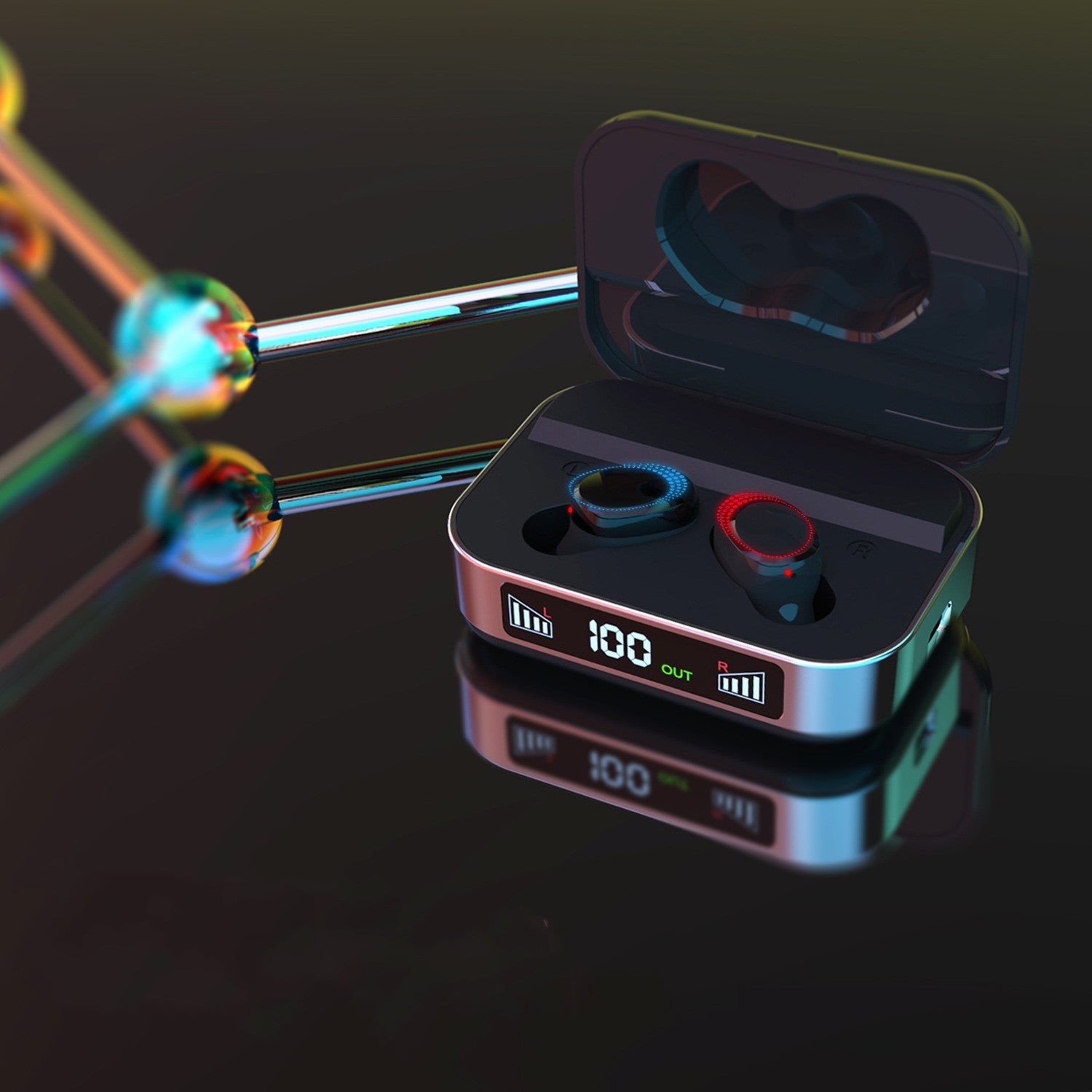 JMT-265674 Wireless Binaural Bluetooth Headset with Power Display and Long Battery Life