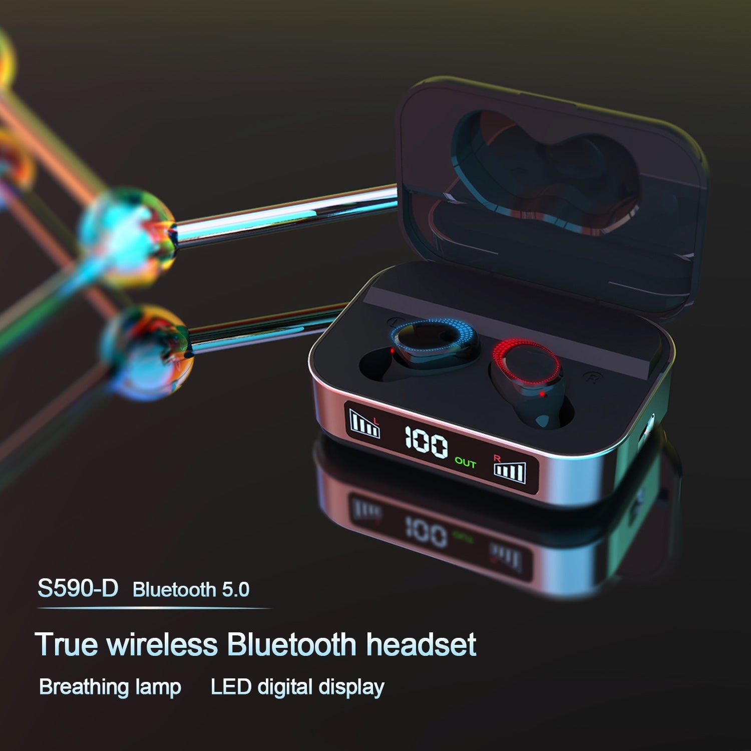 JMT-265674 Wireless Binaural Bluetooth Headset with Power Display and Long Battery Life