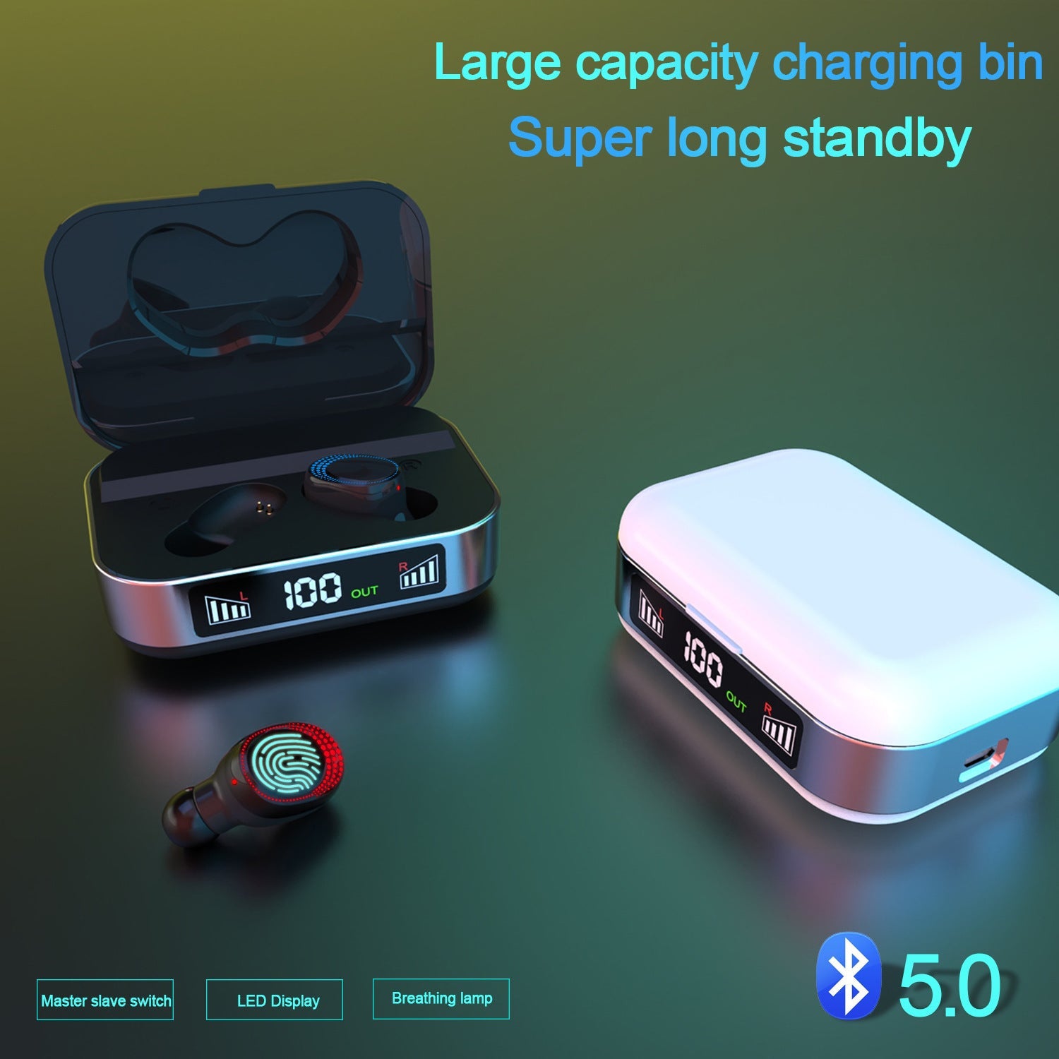 JMT-265674 Wireless Binaural Bluetooth Headset with Power Display and Long Battery Life