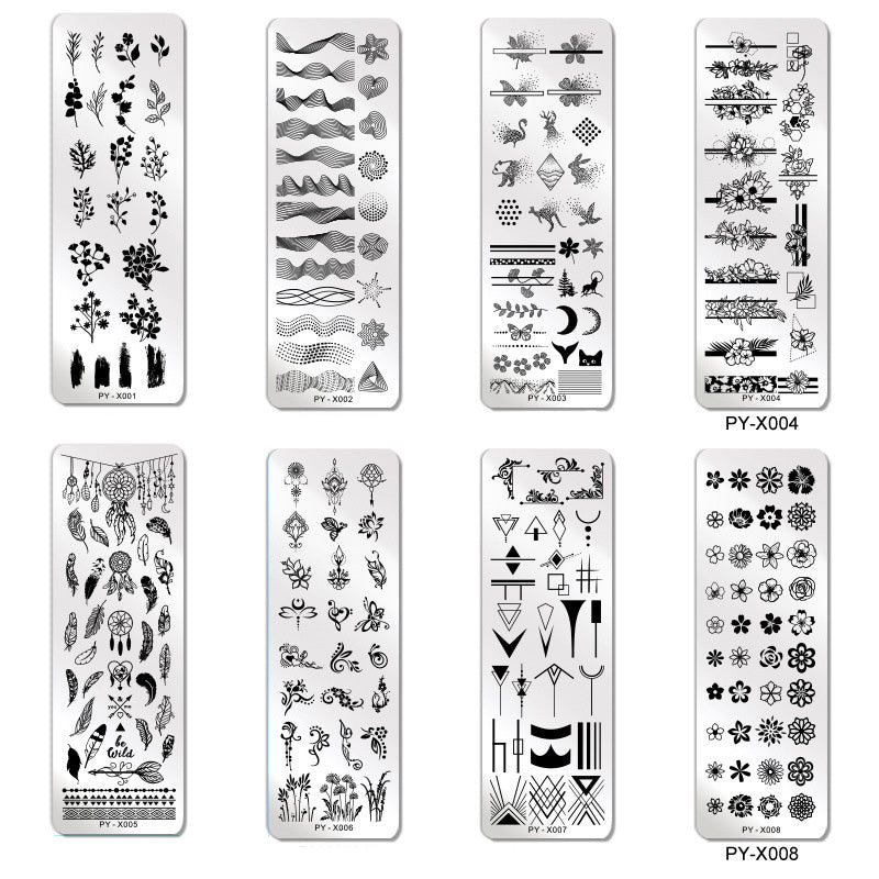 JMT-265994 Stainless Steel Nail Printing Plates - Small Square Design, Multiple Models Available