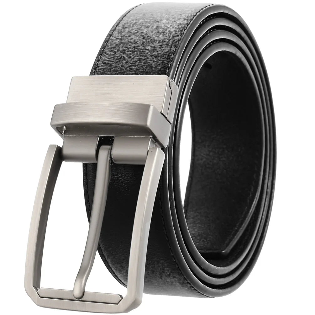 JMT-266442 Genuine Leather Men's Belt with Alloy Pin Buckle - Stylish Waistband for Everyday Wear