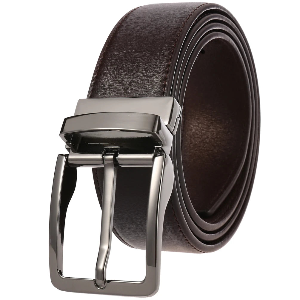 JMT-266442 Genuine Leather Men's Belt with Alloy Pin Buckle - Stylish Waistband for Everyday Wear