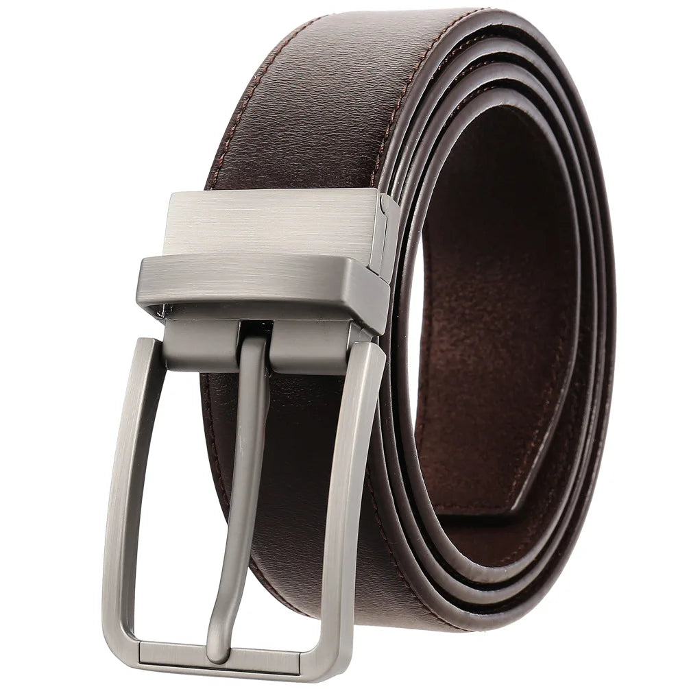 JMT-266442 Genuine Leather Men's Belt with Alloy Pin Buckle - Stylish Waistband for Everyday Wear