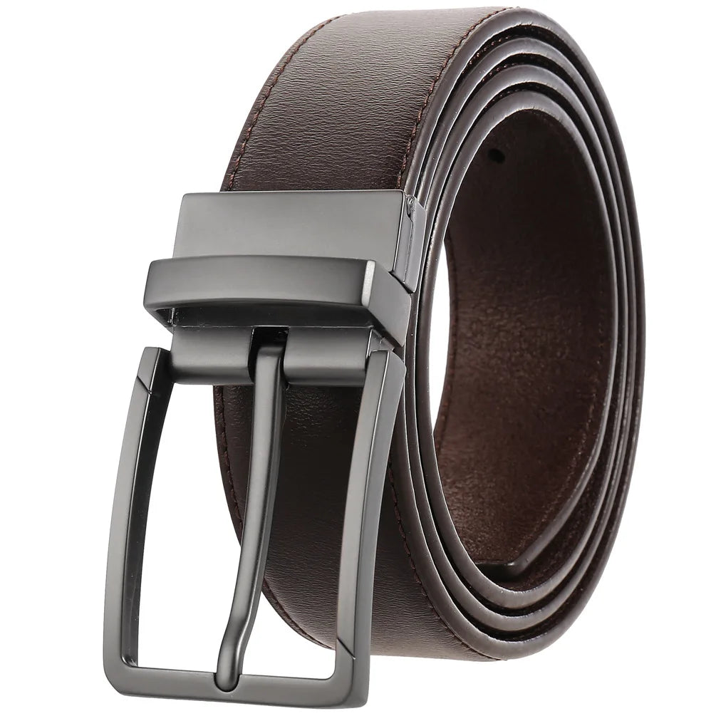 JMT-266442 Genuine Leather Men's Belt with Alloy Pin Buckle - Stylish Waistband for Everyday Wear