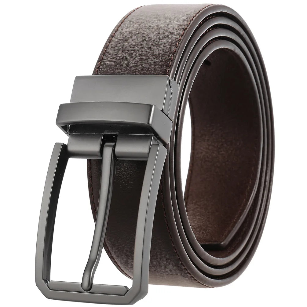 JMT-266442 Genuine Leather Men's Belt with Alloy Pin Buckle - Stylish Waistband for Everyday Wear