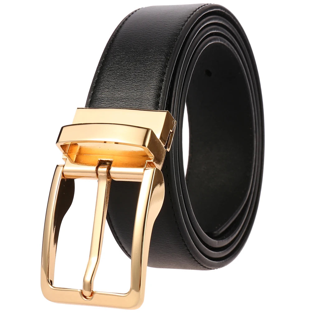 JMT-266442 Genuine Leather Men's Belt with Alloy Pin Buckle - Stylish Waistband for Everyday Wear