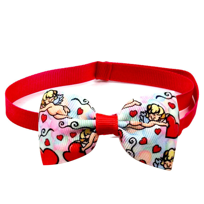 JMT-266506 Loving Cupid Cat Pet Bow Tie with Letter Pattern, Perfect for Halloween and Special Occasions
