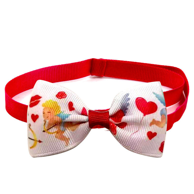 JMT-266506 Loving Cupid Cat Pet Bow Tie with Letter Pattern, Perfect for Halloween and Special Occasions