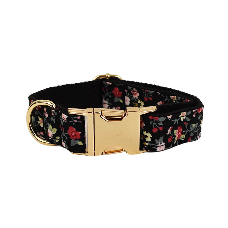 JMT-267018 Cute Bow Lettering Printed Pet Collar and Leash Set with Vest – Stylish Four-Piece Accessory for Dogs