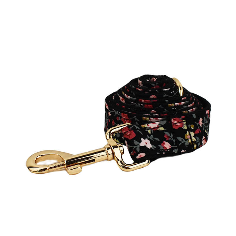 JMT-267018 Cute Bow Lettering Printed Pet Collar and Leash Set with Vest – Stylish Four-Piece Accessory for Dogs