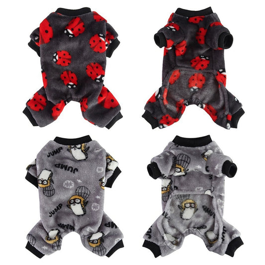 JMT-267466 Cozy Collection Autumn Dog Pajamas - Soft Polyester in Grey Penguin & Ladybird Designs, Sizes S-XL
