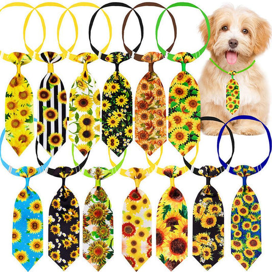 JMT-267658 Sunflower-Themed Pet Tie Collar Decoration in Various Colors and Designs