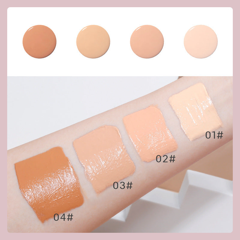 JMT-267978 Lightweight Foundation Concealer Cream with Makeup Sponge - Brightening, Moisturizing Liquid Foundation in 4 Shades