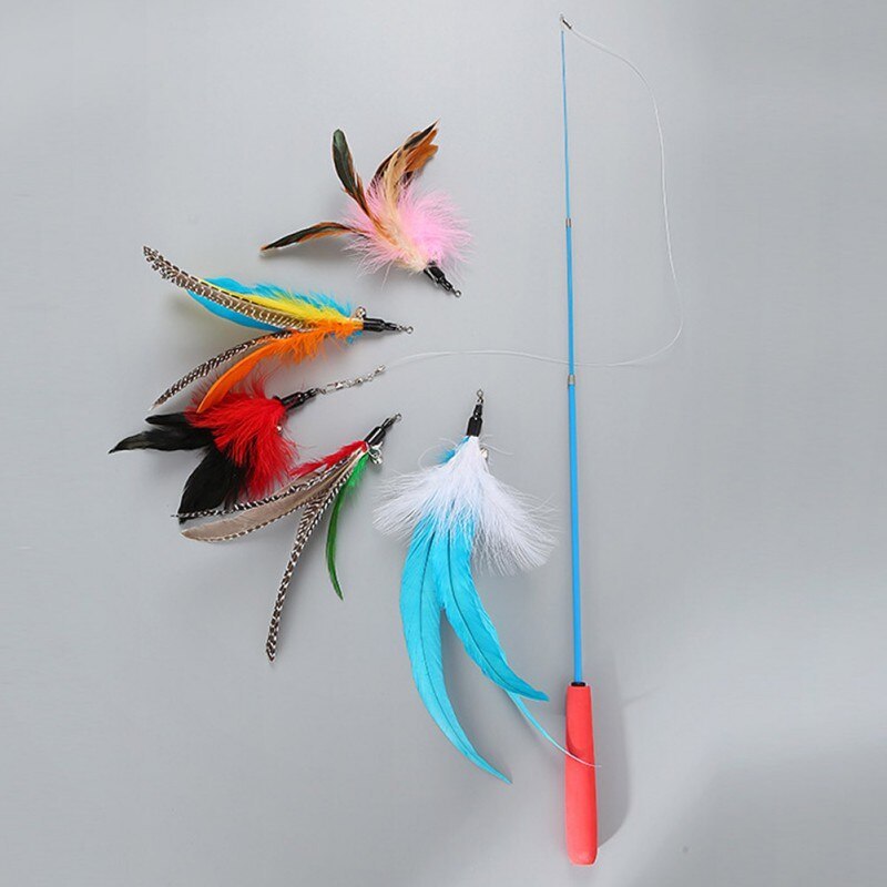 JMT-267978 Three-Stage Telescoping Cat Teaser Wand with Durable Fiberglass Rod and EVA Handle