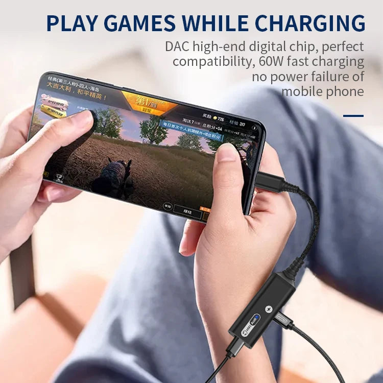 JMT-268490 2-in-1 USB Type-C Headphone Jack Audio DAC Splitter Adapter with PD Fast Charging for iPhone 15