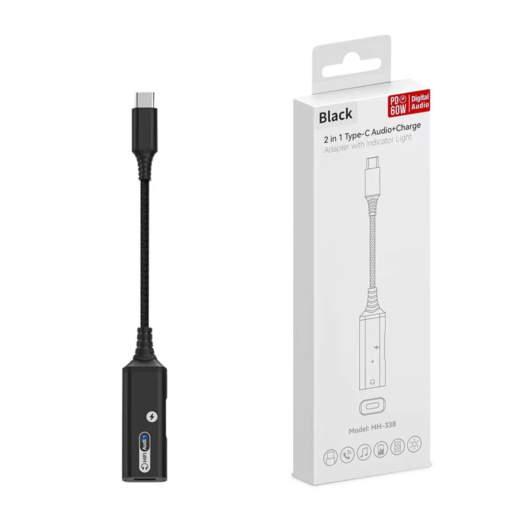 JMT-268490 2-in-1 USB Type-C Headphone Jack Audio DAC Splitter Adapter with PD Fast Charging for iPhone 15
