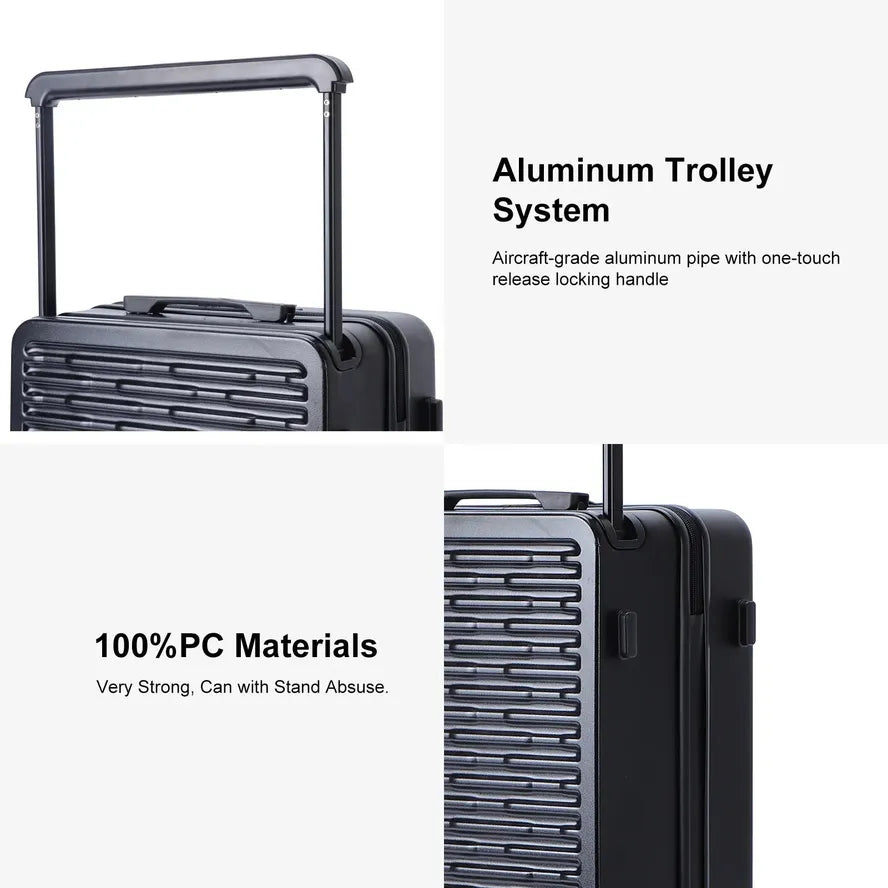 JMT-268554 Designer 100% PC Carry-On Hard Shell Travel Suitcase with Wide Trolley Handle